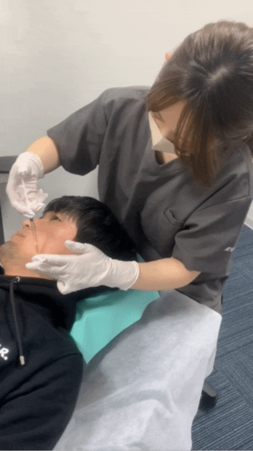 左右差に配慮しながら注入